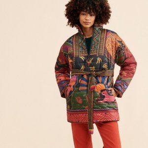 Farm Rio Crazy Mix Reversible Puffer Jacket Sz XL